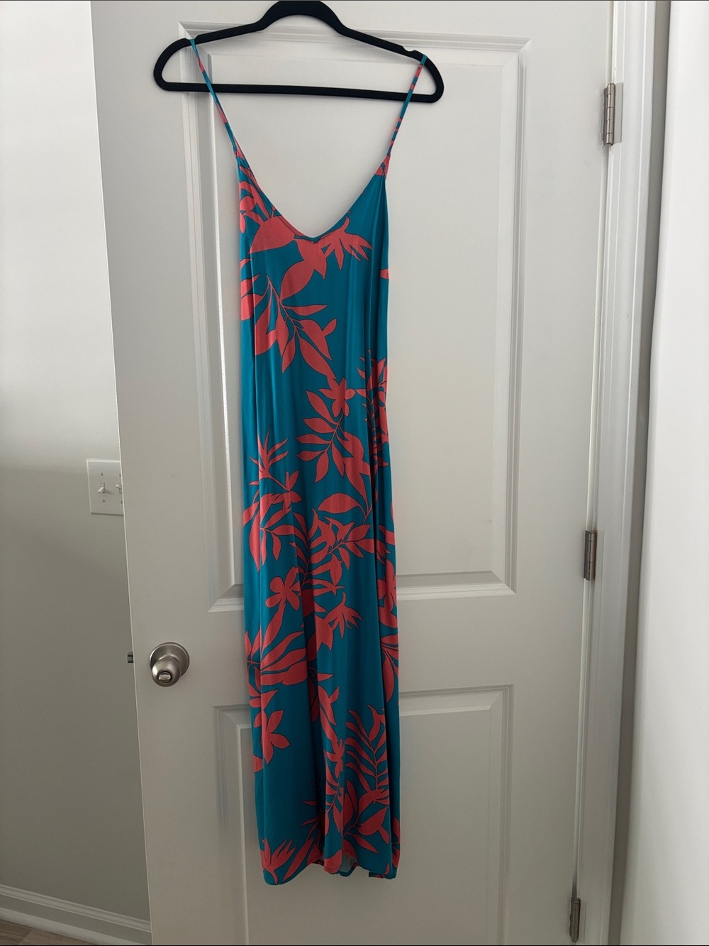 Old Navy Teal and Coral Floral Maxi Dress